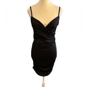 SHEIN Black Ruched Mini Dress, Size L